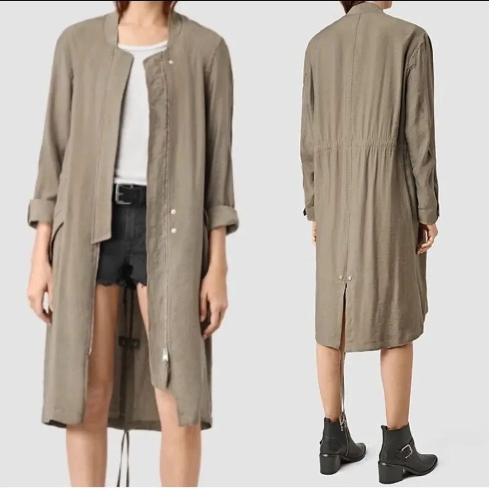 ALL SAINTS Size Small, Elio Bomber Parka Jacket Relaxed Fit Layer Slouch Street